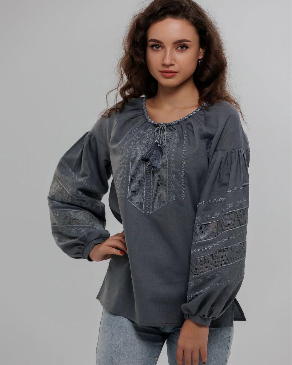 Вышиванка женская р. 52 Графит (859)