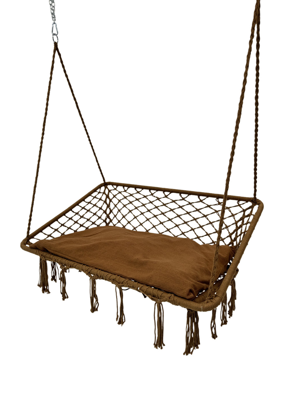 Качели WCG с подушкой двухместные 120 см Коричневый (QNSW09BR) - фото 4 Качели WCG с подушкой двухместные 120 см Коричневый (QNSW09BR) - фото 4