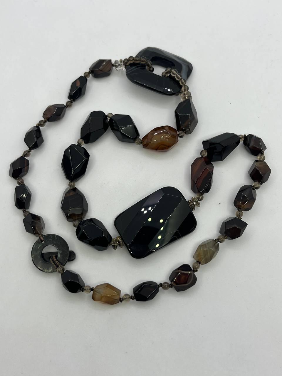 Бусы агат 80 см Разноцветный (10444)