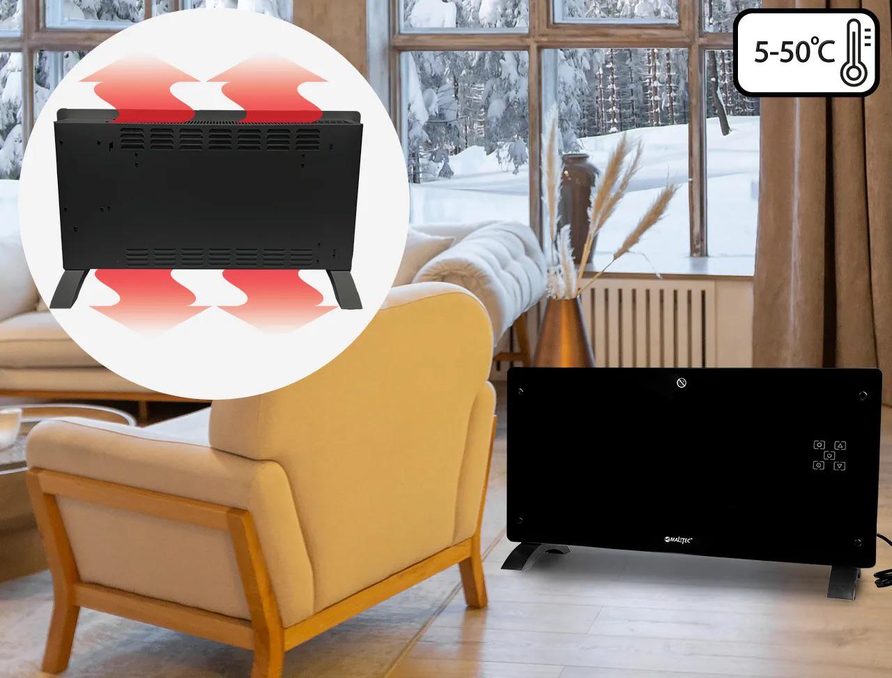 Обігрівач скляний конвекційний Maltec Eco з термостатом та пультом 2000 Вт (CH7000) - фото 6