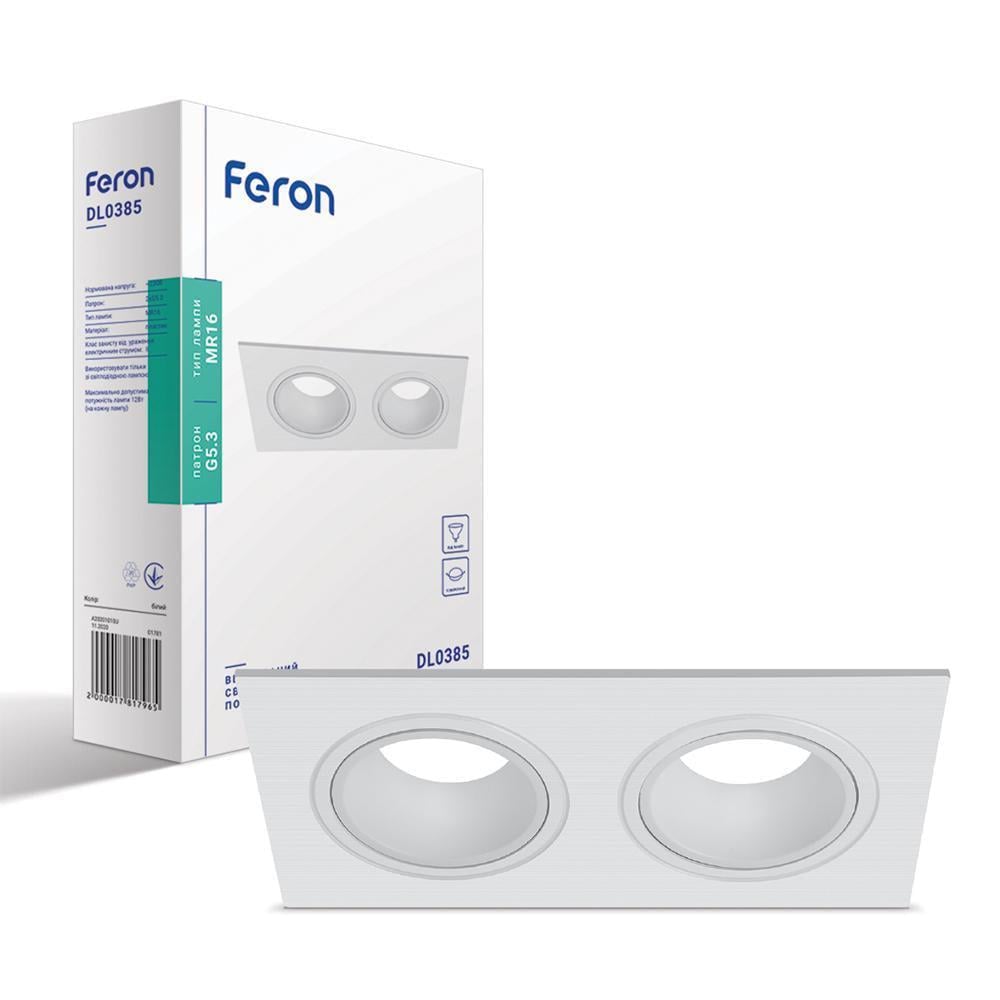 Светильник встроенный Feron DL0385 под цоколь GU5.3 поворотный Белый (15218)