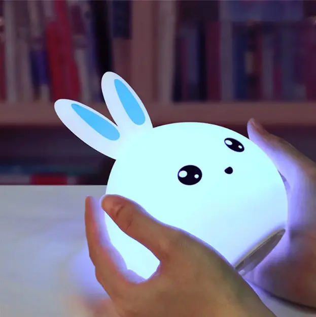 Светильник ночник Зайчик LED Rabbit Soft Touch детский силиконовый со встроенным аккумулятором 7 режимов свечения - фото 2