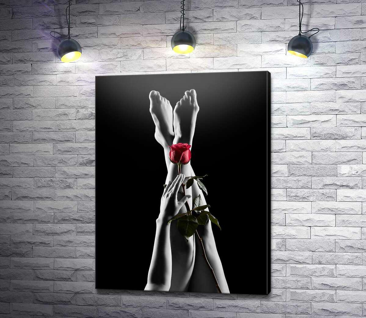 Картина ArtPoster Красная роза на стройных женских ногах 99x130 см Модуль №1 (004415)