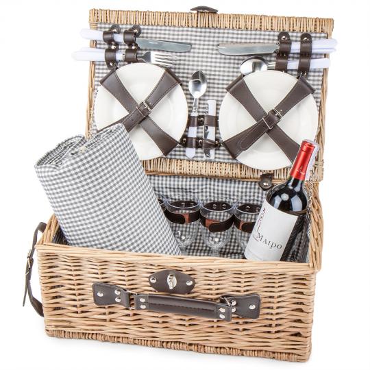 Кошик для пікніка Родина на 6 осіб 22х44 см Бежевий (0503-027)