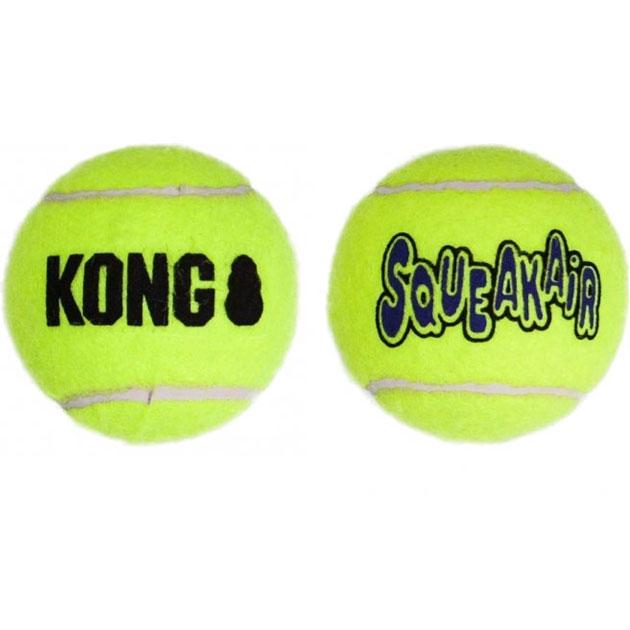 Игрушка для собак средних и больших пород KONG AirDog SqueakAir Ball воздушный теннисный мяч L Ø 8,3 см 2 шт. Желтый (035585775555)