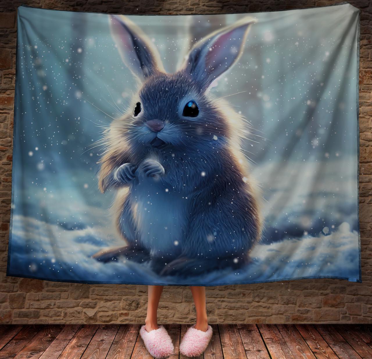 Плед с 3D принтом 04 Кролик в зимнем сказочном лесу 150х200 см (epi_1816)