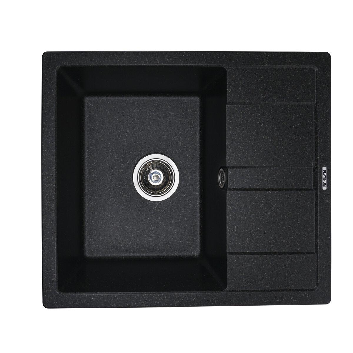 Мойка для кухни гранитная Platinum Aria 58x50 см Черный/Золотой (4008)