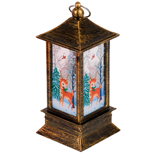 Лампа-ліхтар новорічний ялинковий Stenson R96331 Bronze з підсвічуванням 12,5х5,5 см