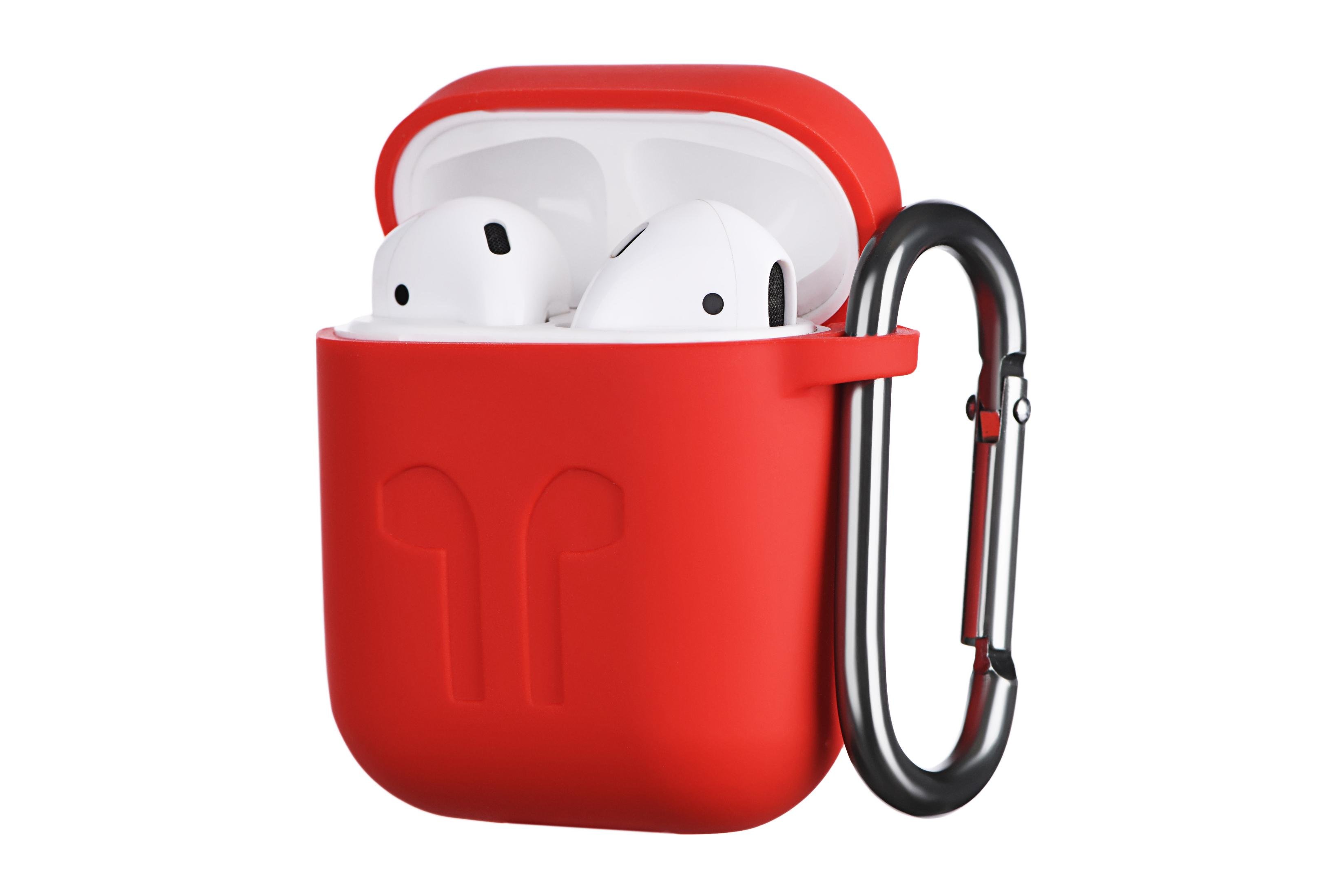 Чехол 2E Pure Color Silicone Imprint для наушников Apple AirPods Красный (2E-AIR-PODS-IBSI-1.5-RRD)