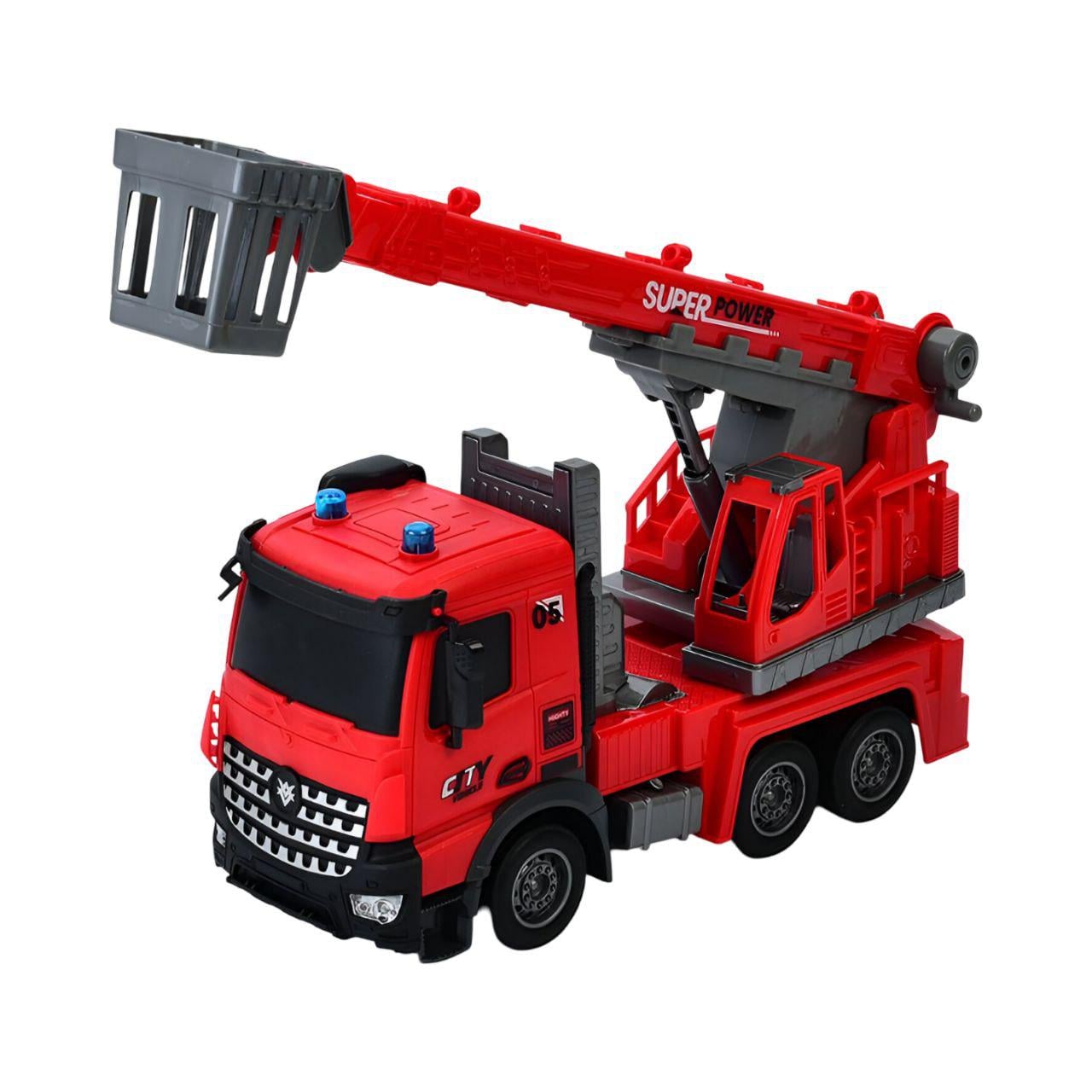 Пожарная машина на радиоуправлении YJ-119-1 аккумулятор/со стрелой 33 см 1:14 свет/подвижные детали Пожарная машина на радиоуправлении YJ-119-1 аккумулятор/со стрелой 33 см 1:14 свет/подвижные детали