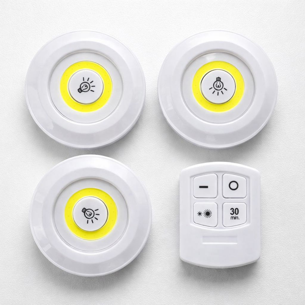 Комплект LED-нічників бездротові на батарейках COB з пультом 3 шт. (33272517)