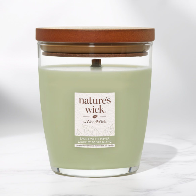 Свеча ароматическая Woodwick Nature’s Wick Sage & White Pepper с ароматом шалфея и белого перца 284 г (5038581108735)