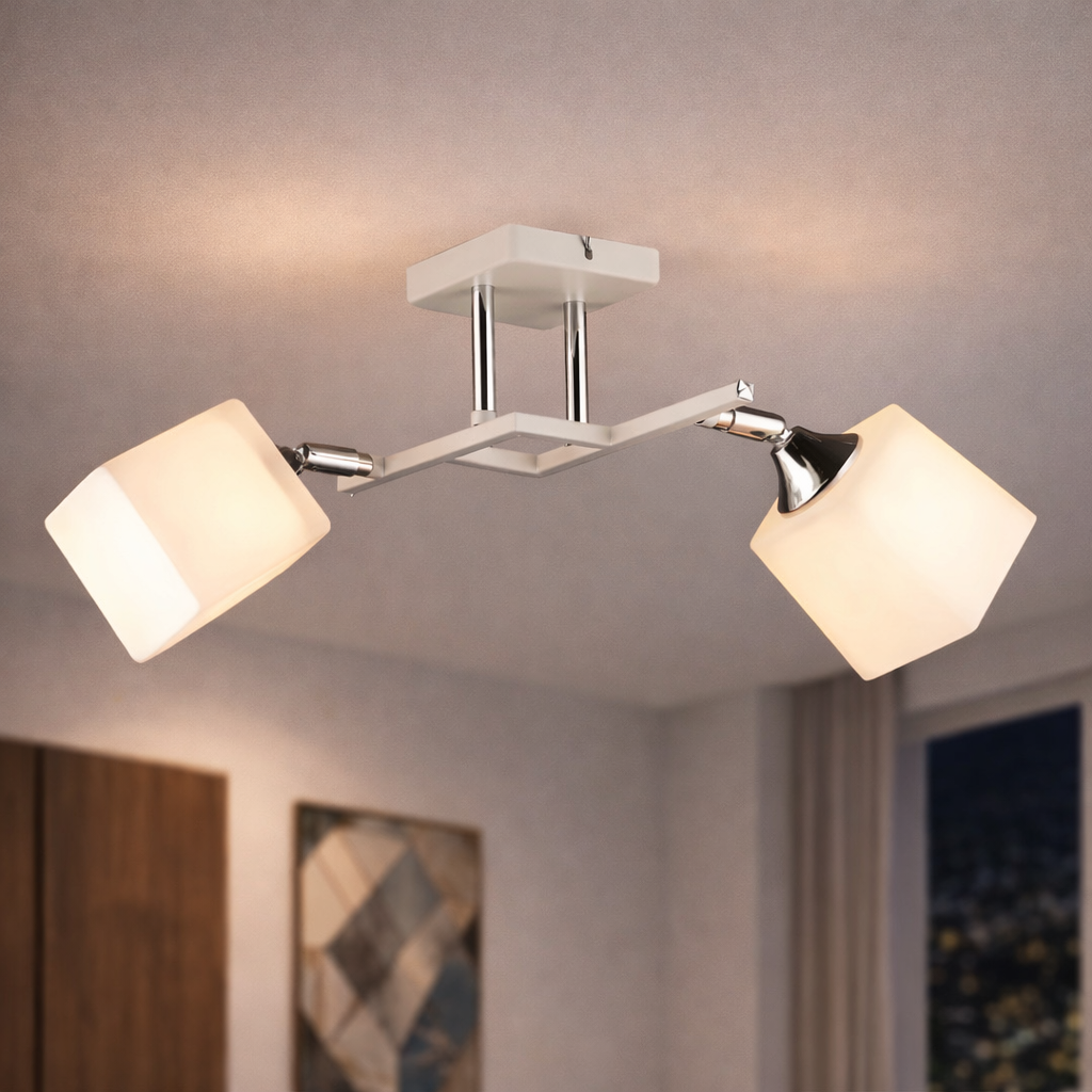 Люстра Sirius с двумя регулируемыми плафонами под лампу Е27 Белый/Хром (B N6646/2 WT+CR)