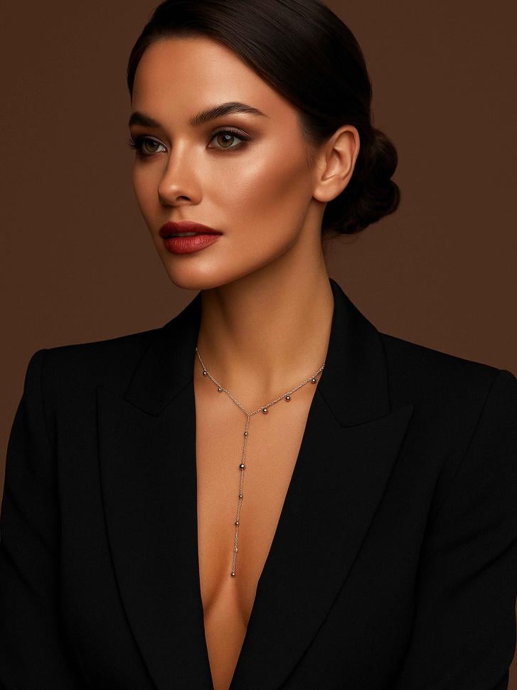 Ланцюг-краватка з намистинами з нержавіючої сталі (4804)