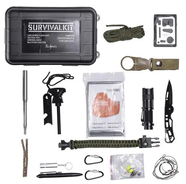 Набор для выживания туристический 15в1 в пластиковом кейсе