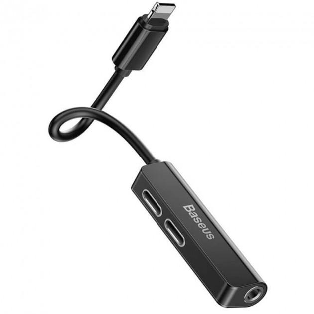 Адаптер Baseus 3-in-1 iP Male to Dual iP & 3,5 мм Female Adapter L52 Black