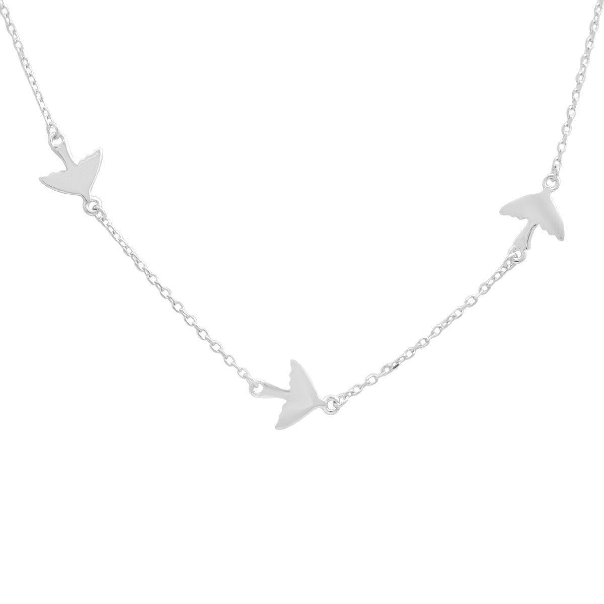 Колье серебряное с подвесками в форме ласточек 40-45 см