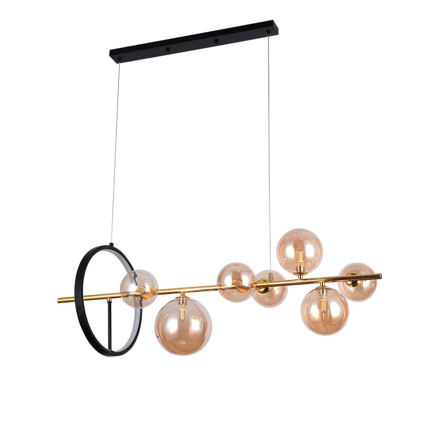 Люстра молекула подвесная Levistella 918LP267-7 DDG/BR плафоны коричневые Черный/Золотой