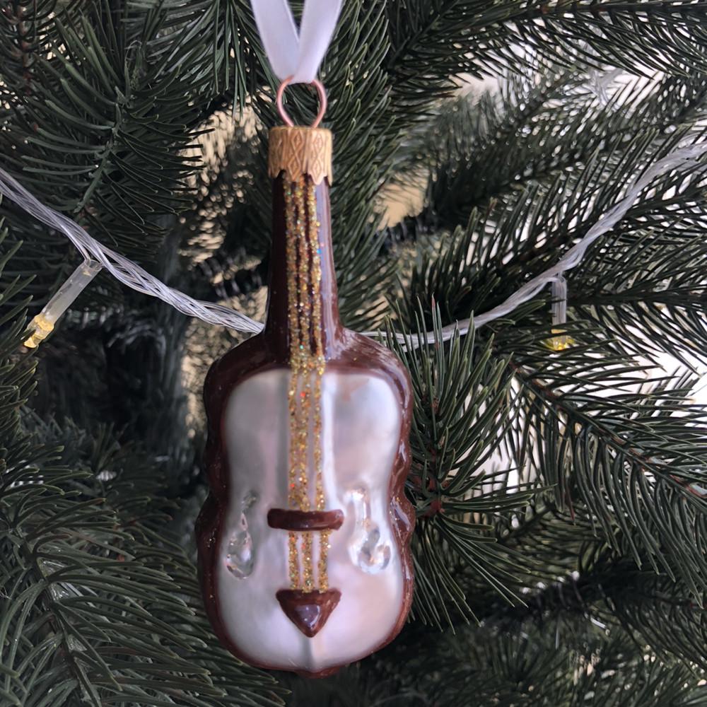 Игрушка елочная из стекла Виолончель формованная