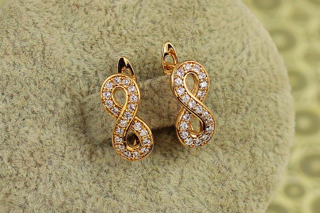 Серьги Xuping Jewelry Восьмерки 1,4 см Золотистый (34592331)