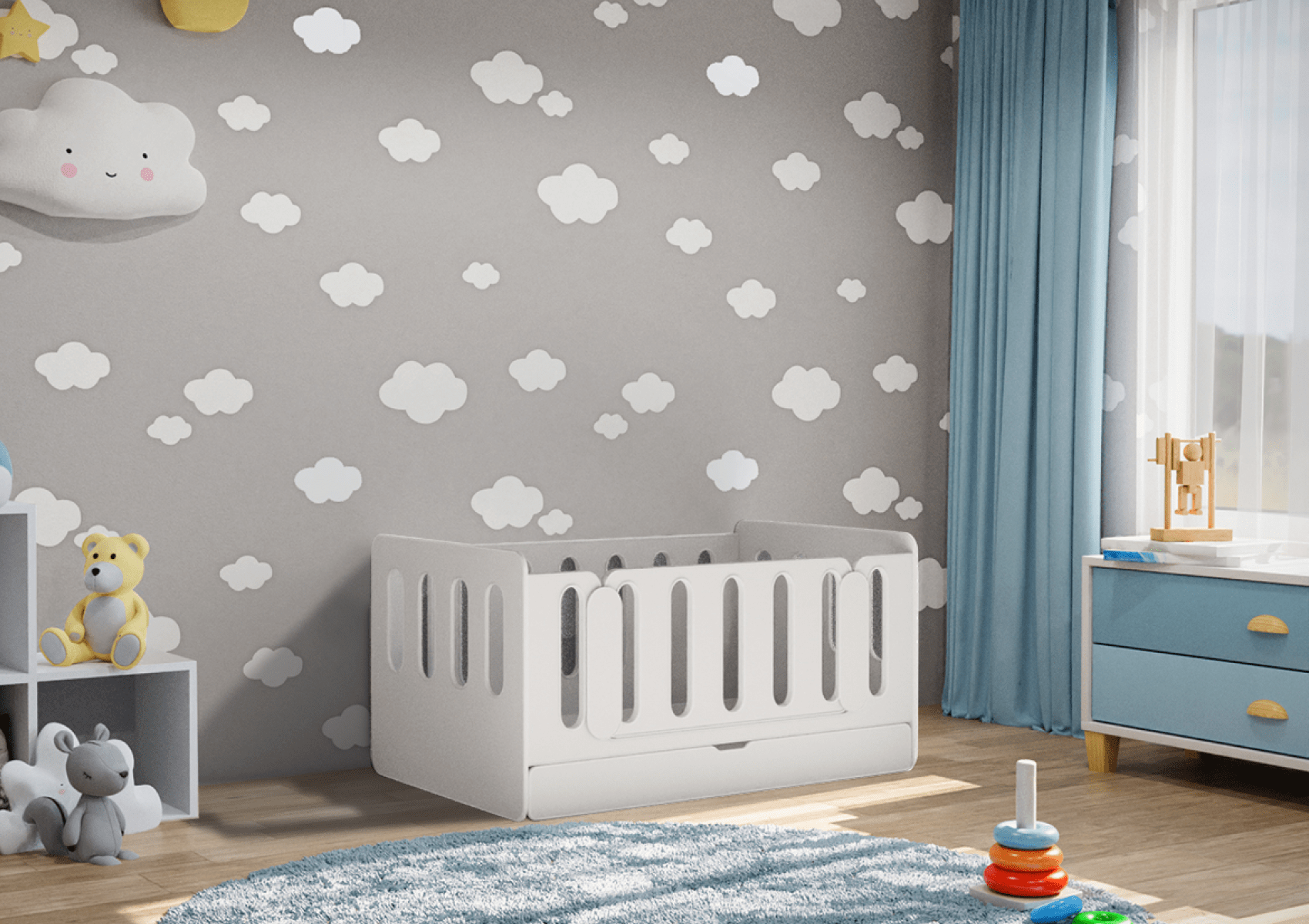 Детская кроватка одноярусная Малыш-01 приставная