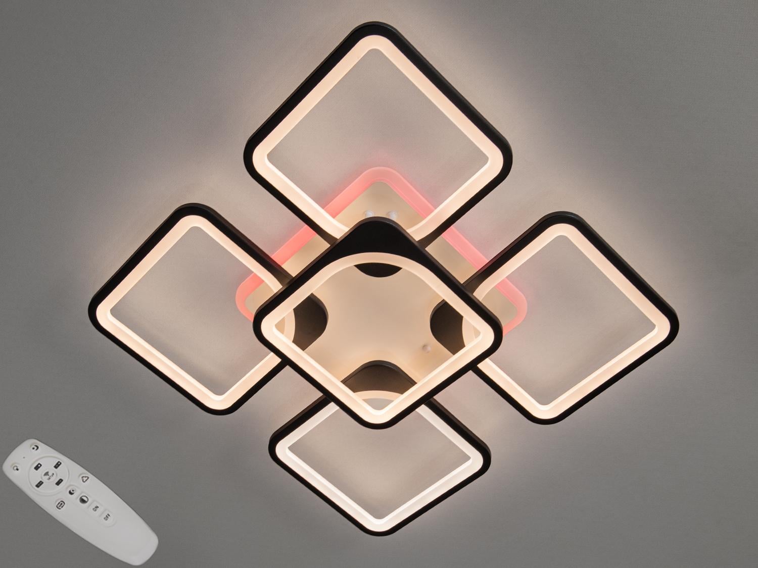 Люстра потолочная LED подсветка/диммер/пульт 150 W Черный (8060/4+1BK 3col dim)