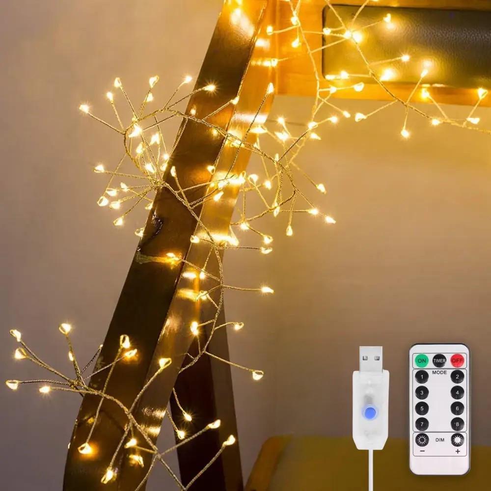 Гирлянда нить Хвойная лапа 9 м 300 LED от USB 8 режимов с пультом Теплый белый - фото 4