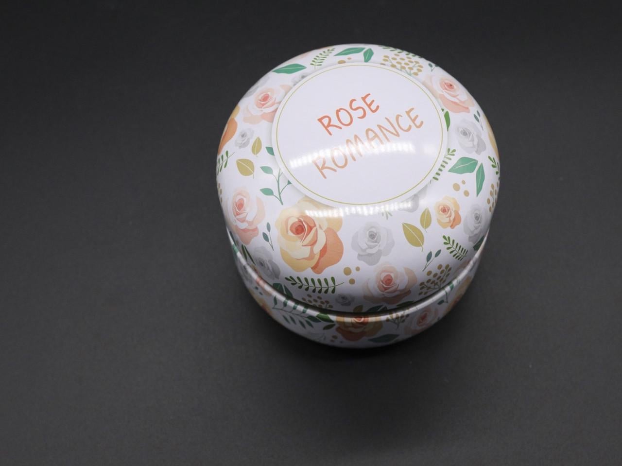 Коробка подарочная круглая металлическая Rose Romance с рисунком 8х8 см Белый (1468621350)