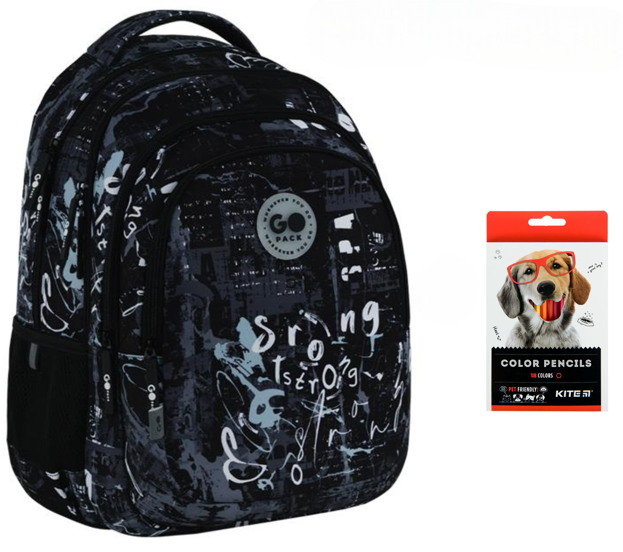 Рюкзак школьный GoPack Teens GO26-162L-4 и карандаши KITE 18 цветов (2905030989)