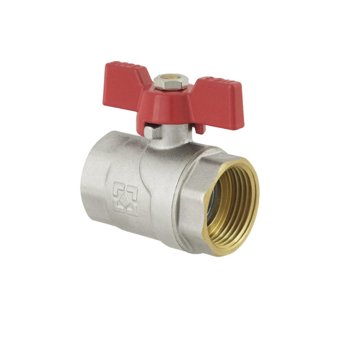 Кран шаровый Raftec PN40 ВВ бабочка 1" Red (39507)