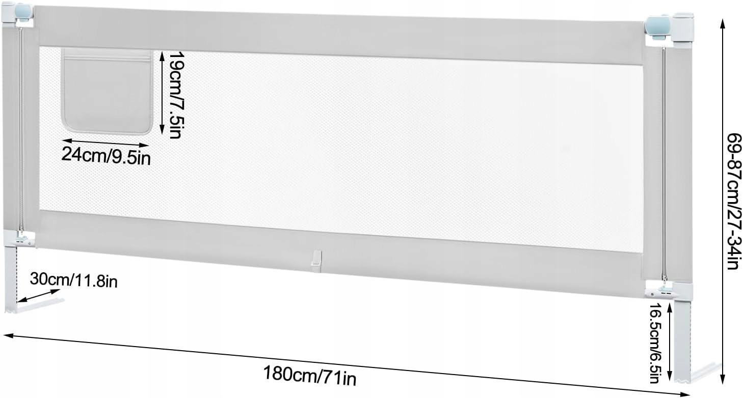 Бортик для ліжка захисний Woltu 180 см Сірий (KG003hgr02) - фото 2