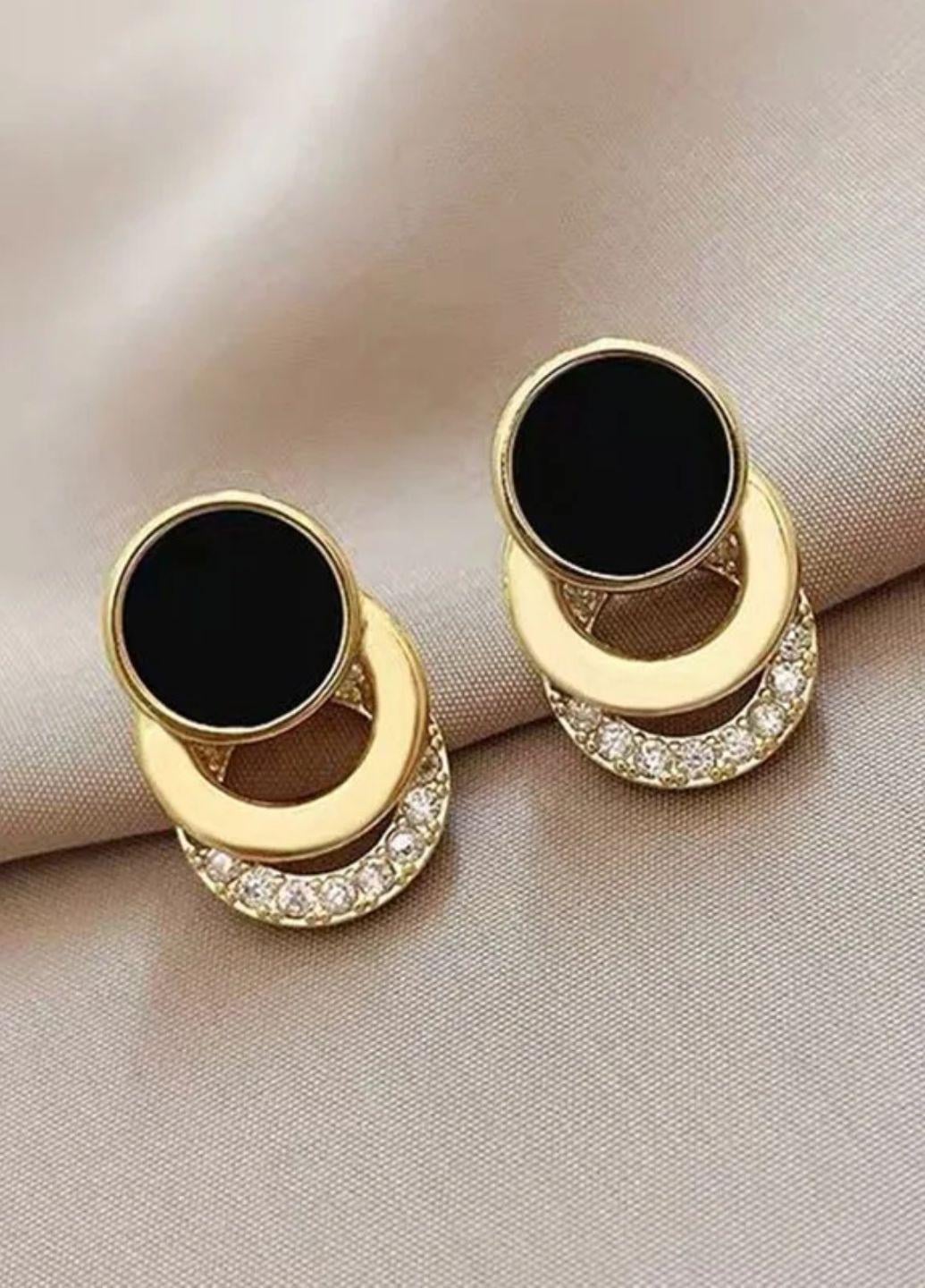 Серьги гвоздички женские с тремя кругами Fashion Jewelry Золотистый (18924)