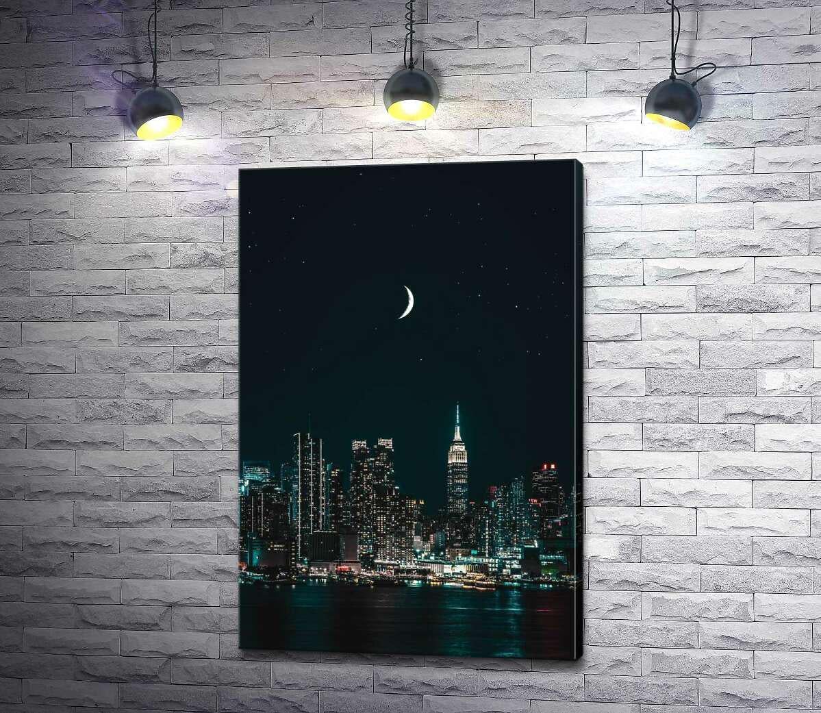 Картина ArtPoster Серп Луны взошел над ночным мегаполисом 66x100 см Модуль №1 (000932)