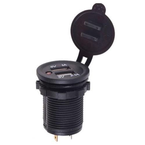 Зарядное устройство автомобильное 2 USB 12-24 V врезное в планку