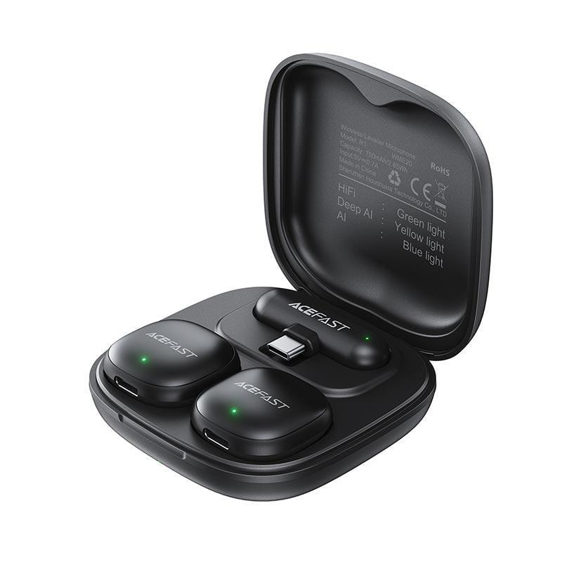 Микрофон беспроводной петличный Acefast R1 USB-C AI шумоподавления с кейсом 2 шт. Черный (18253)