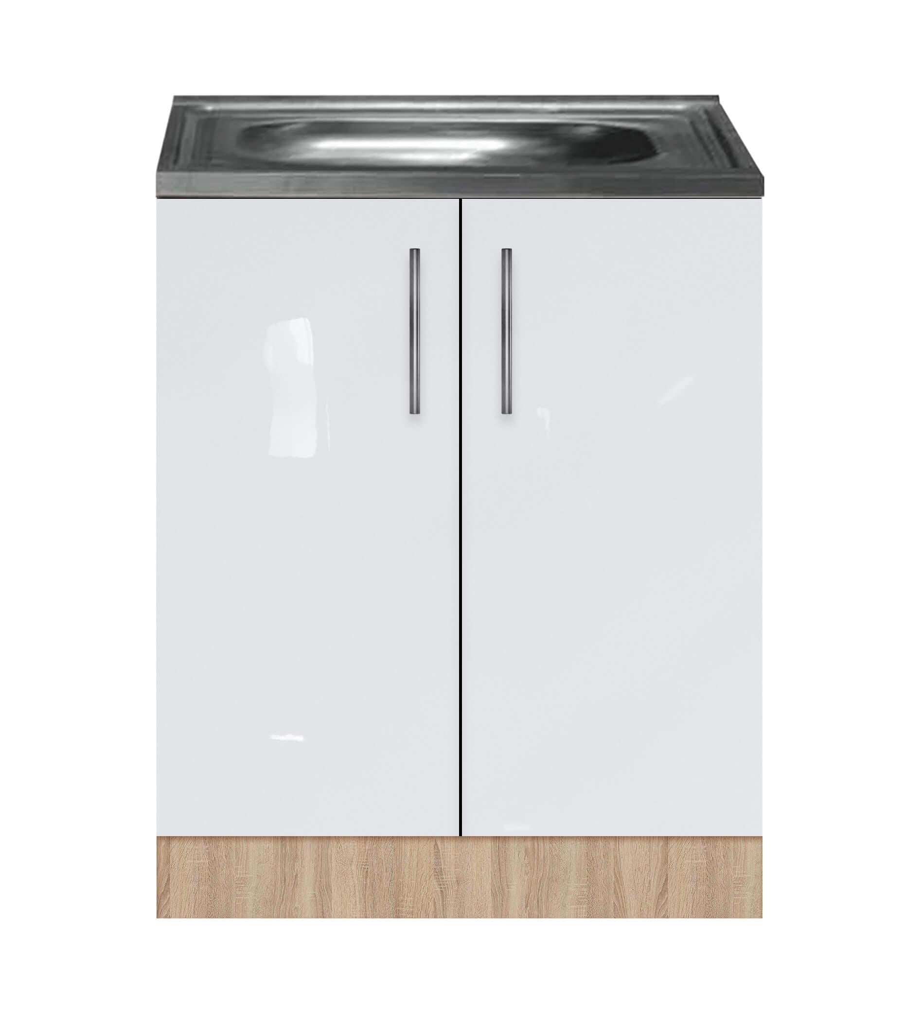 Тумба-мийка МАКСІ-МЕблі дводверна з накладною мийкою з фарбованими МДФ фасадами 500 Дуб сонома/Білий (5102462)