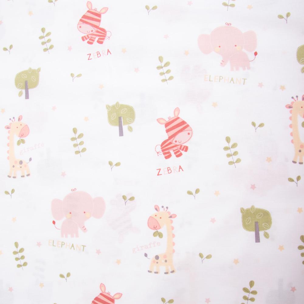 Тканина бязь ранфорс для постільної білизни Звірята 130 гр/м2 240 см Рожевий (7,28225/8)