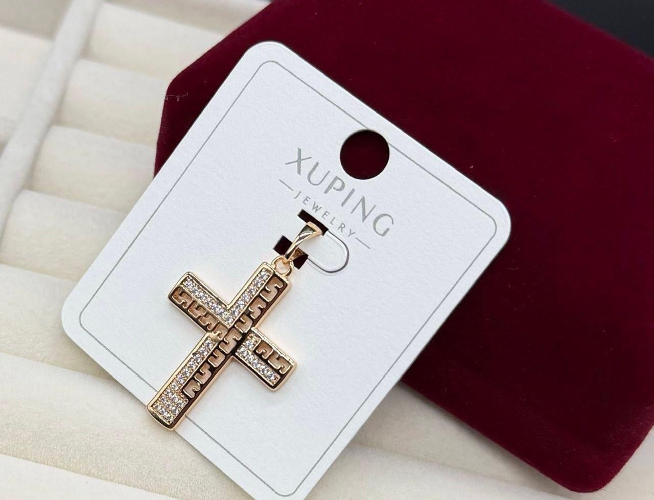 Кулон крестик Xuping из медицинского золота с камешками Золотой (2912007224)