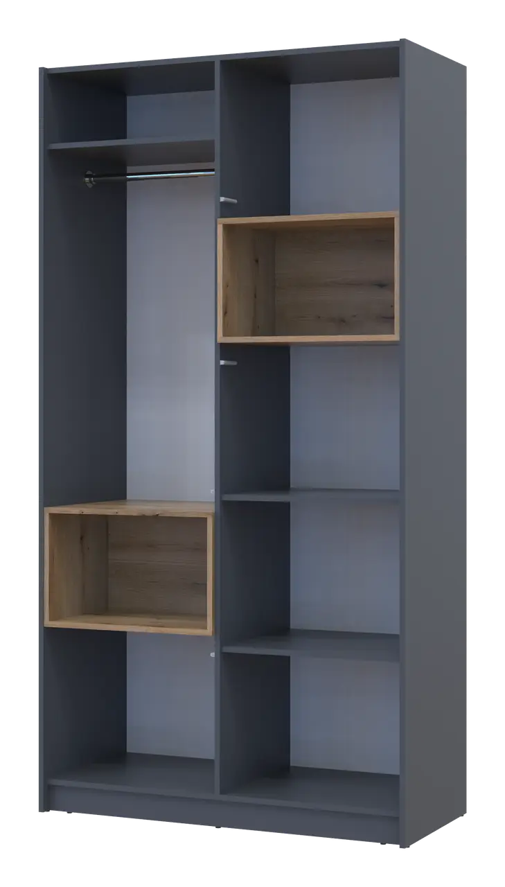 Шафа для одягу з нішею Doros Дейл 2 ДСП 115,2х52х220 см Графітовий/Дуб Евок (80737722) - фото 5 Шафа для одягу з нішею Doros Дейл 2 ДСП 115,2х52х220 см Графітовий/Дуб Евок (80737722) - фото 5