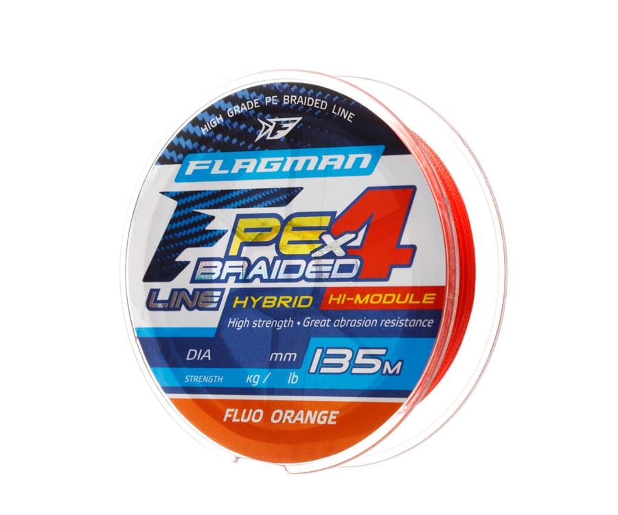 Шнур Flagмan PE Hybrid F4 135 м 0,06 мм 2,7 кг 6Lb FluoOrange