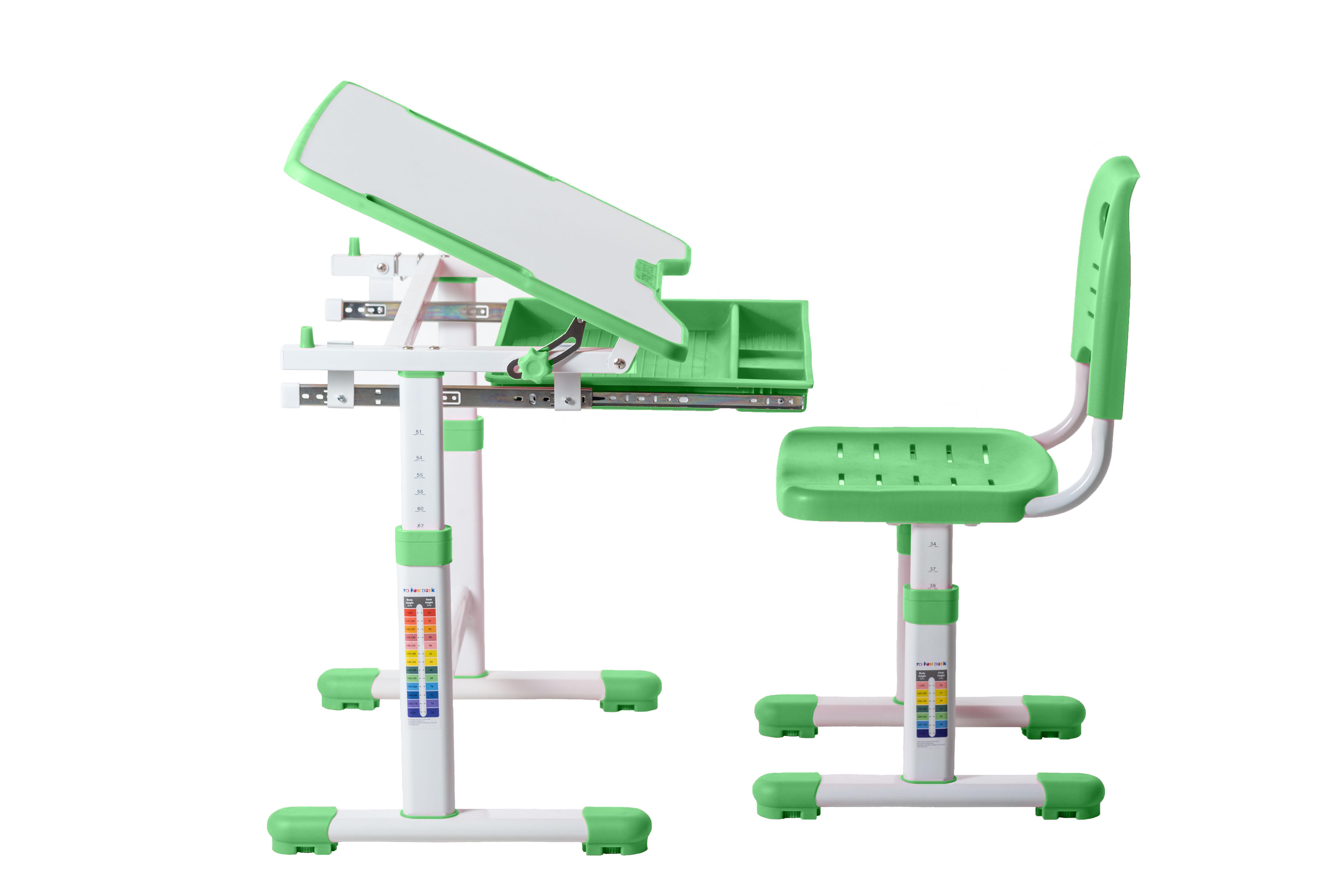 Комплект школьная парта и стул с регулировкой высоты Fundesk Sole Green Зеленый - фото 4 Комплект школьная парта и стул с регулировкой высоты Fundesk Sole Green Зеленый - фото 4