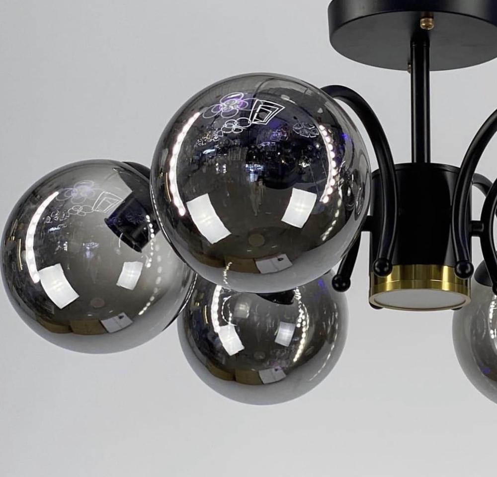 Люстра стильная потолочная на 6 графитовых плафонов Черный (K 19/6 BK) - фото 3 Люстра стильная потолочная на 6 графитовых плафонов Черный (K 19/6 BK) - фото 3