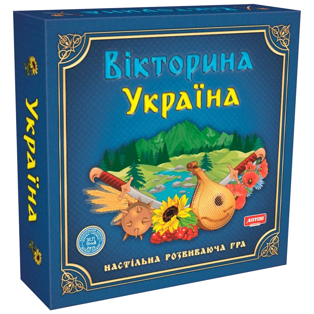 Настільна гра інтелектуально-розважальна Artos Games Вікторина Україна з картону Синій (150-98-GAG10053) Настільна гра інтелектуально-розважальна Artos Games Вікторина Україна з картону Синій (150-98-GAG10053)