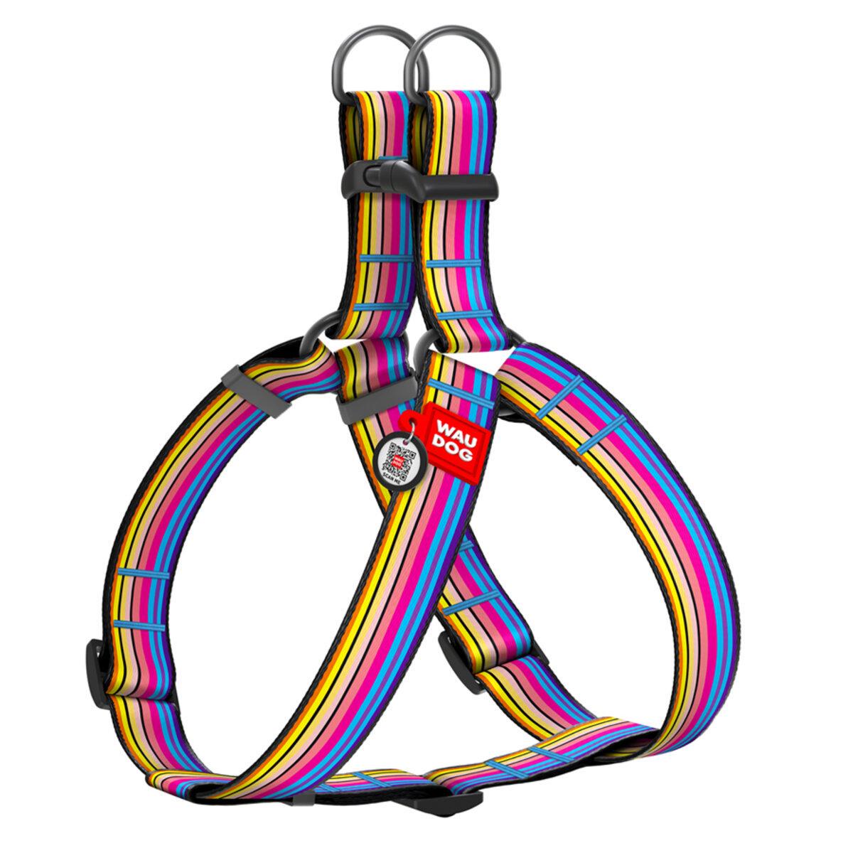 Шлея для собак Waudog Nylon Линия 1 с QR паспортом/пластиковым фастексом XL 35 мм х 70-100 см (324-0006 Col)