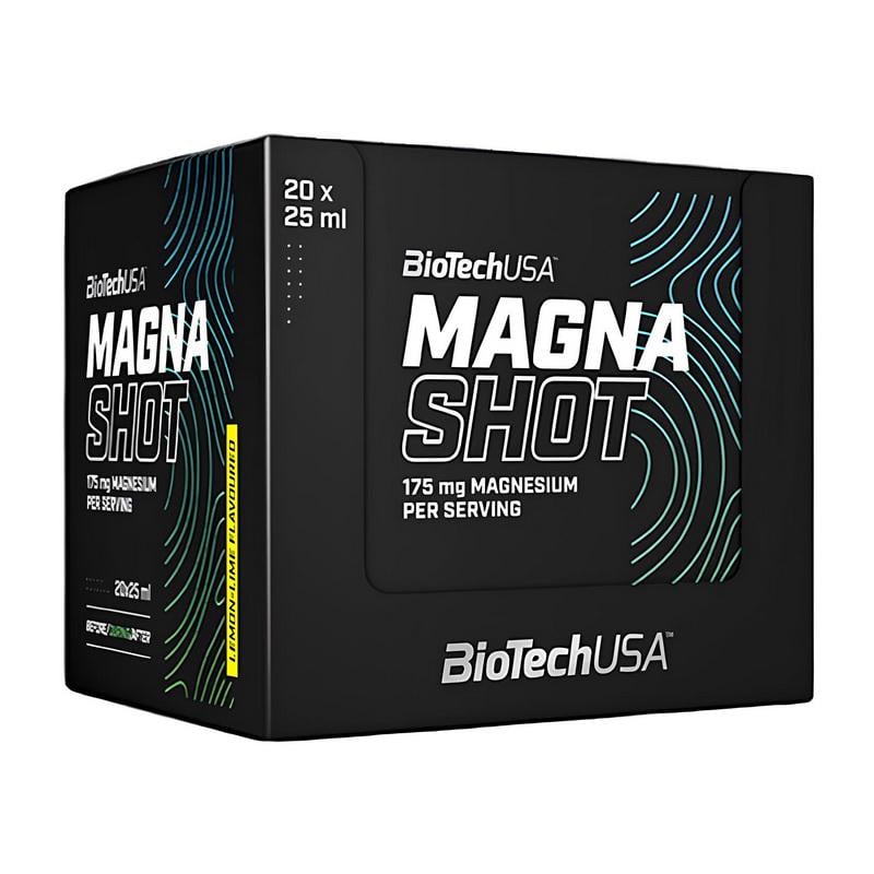 Комплекс магния глюконат цитрат с витамином B6 жидкий BioTech Magna Shot 20 шотов по 25 мл Лимон-лайм