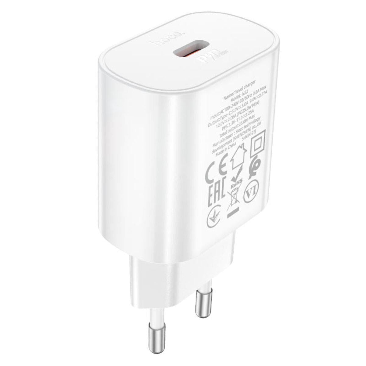 Сетевой зарядное устройство HOCO N22 Jetta 25 Вт USB-C PD EU быстрая зарядка Белый Сетевой зарядное устройство HOCO N22 Jetta 25 Вт USB-C PD EU быстрая зарядка Белый