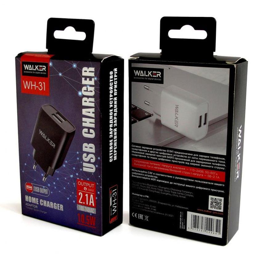 Зарядное устройство Walker WH-31 2xUSB/2,1А Black - фото 4