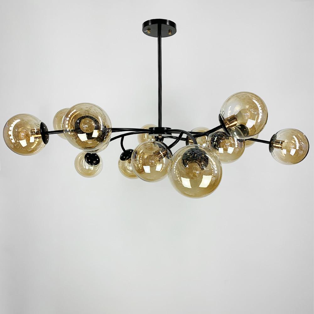 Люстра с поворотными веточками на 15 янтарных плафонов Черный (K 21/15 BK+AM) - фото 3 Люстра с поворотными веточками на 15 янтарных плафонов Черный (K 21/15 BK+AM) - фото 3