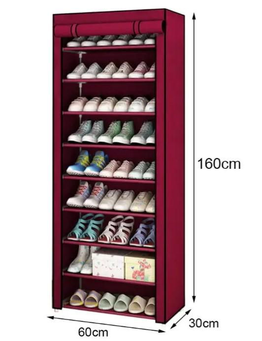 Тканинна шафа для взуття з чохлом на 9 полиць 160х60х30 см Коричневий (104-10227913) - фото 5