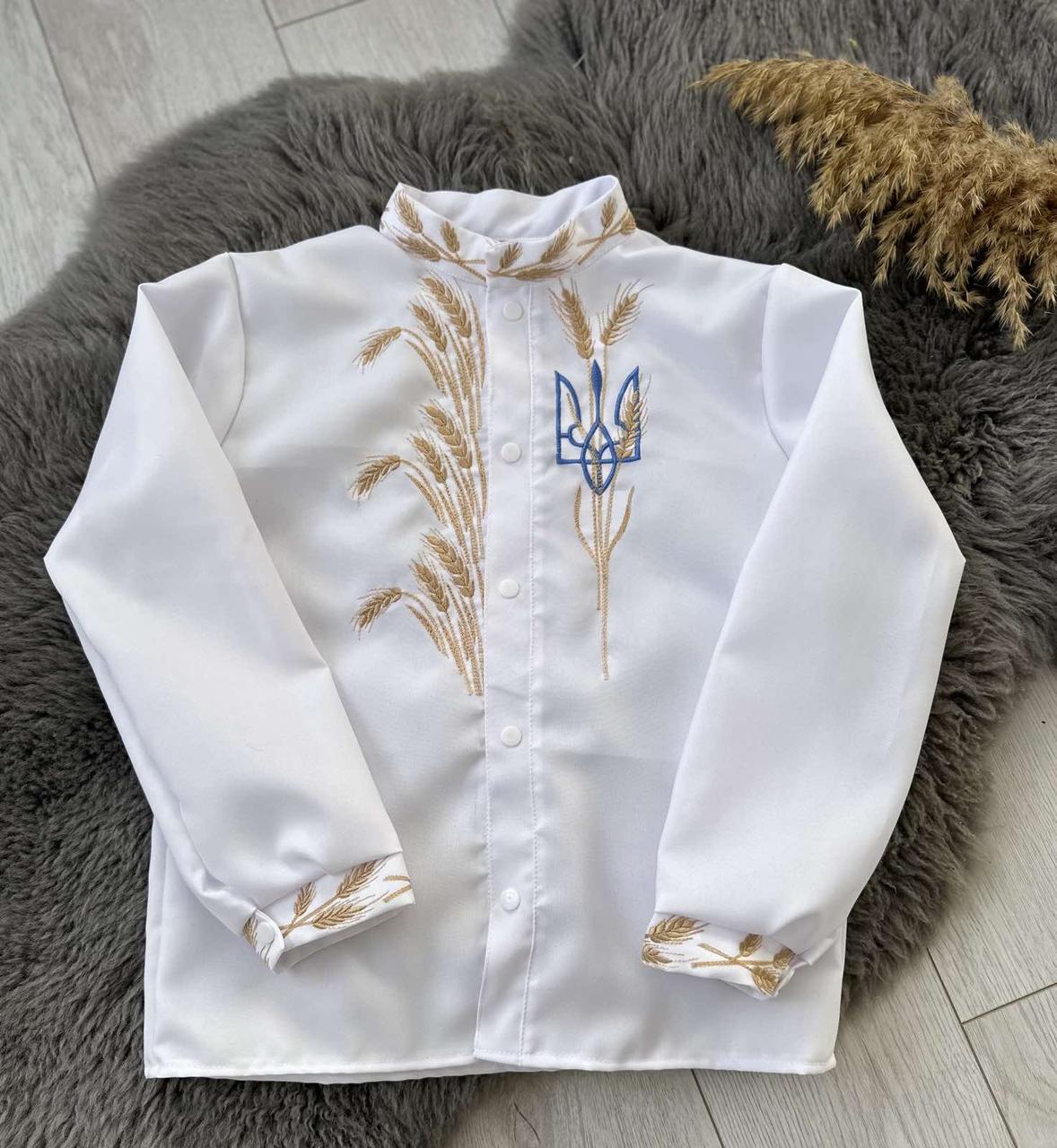 Вышиванка для мальчика Колоски 152-158 см Белый